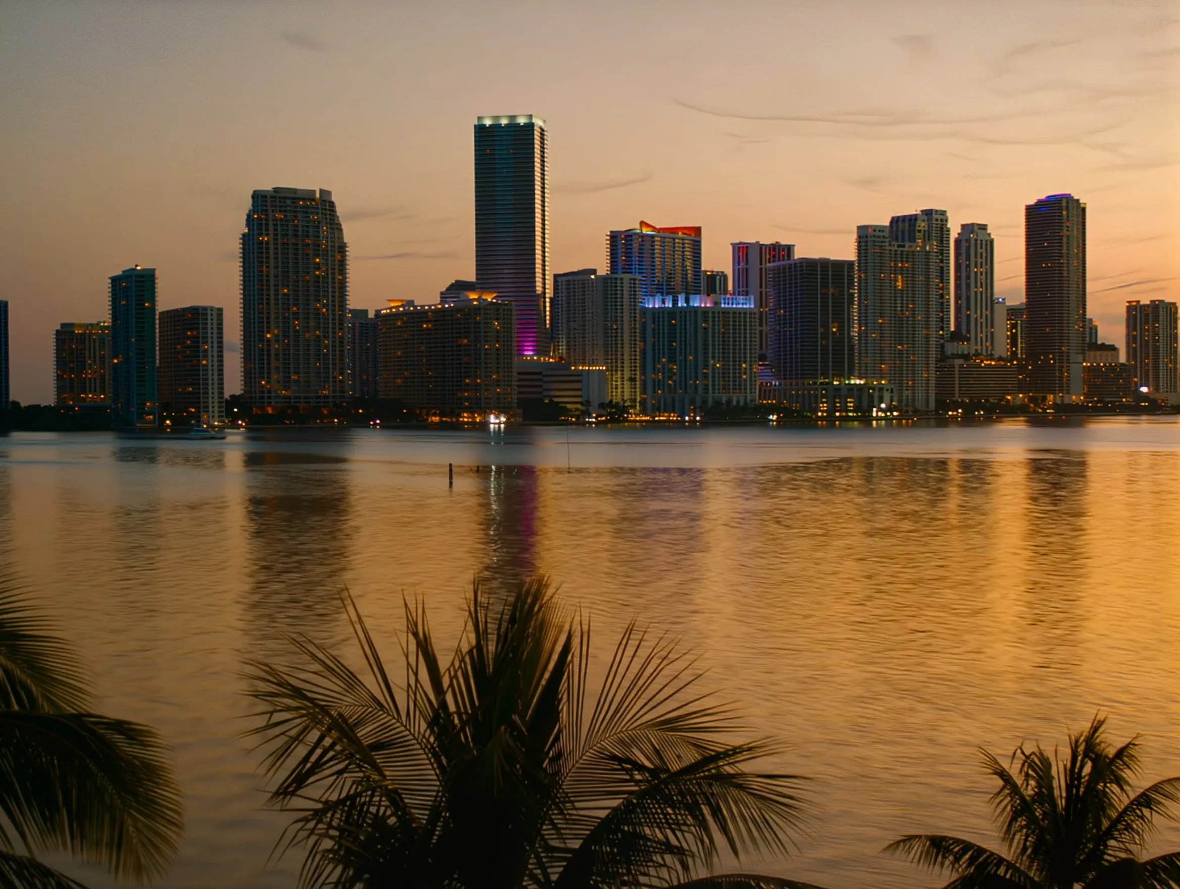 Miami skyline across the water
