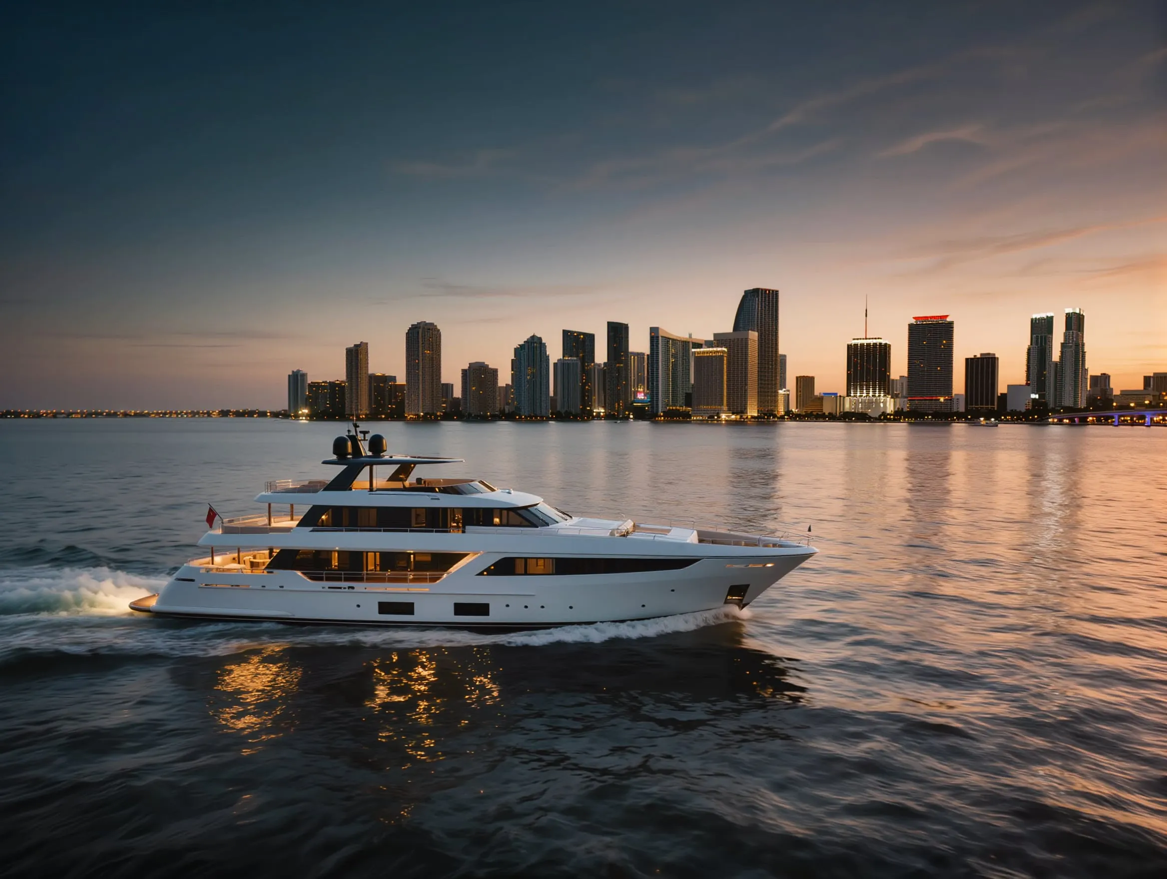 Charter yacht crossing open coastal water